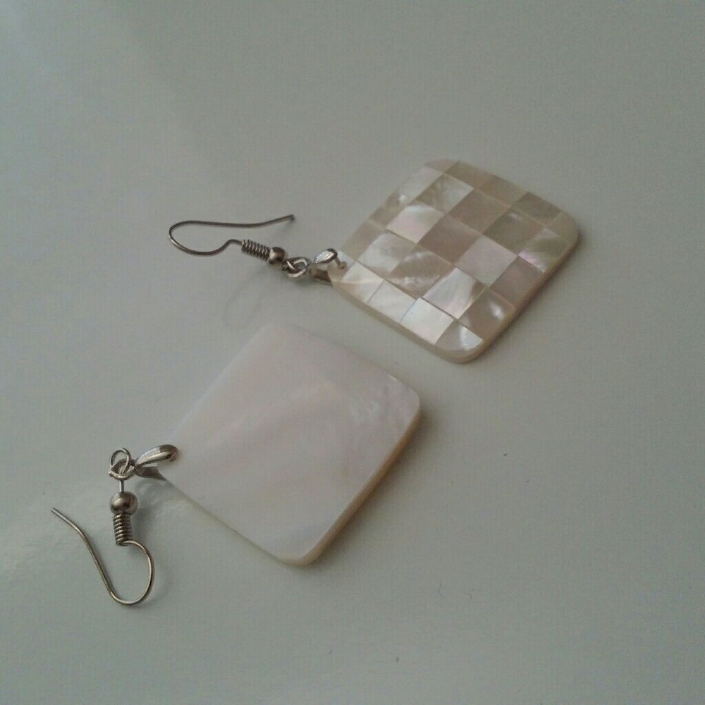 Diamond Mother of Pearl Earrings - Picture 5 of 7
